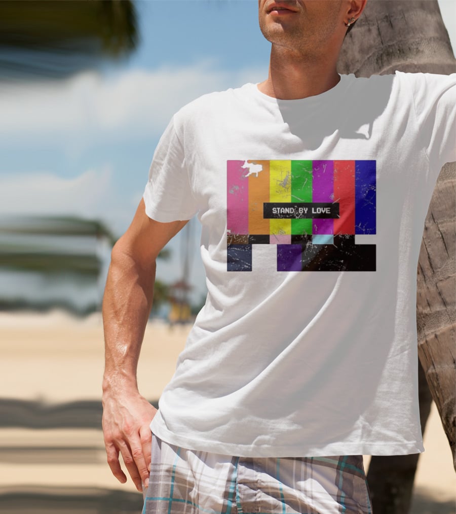 Stand By Love Retro TV Rainbow Pride Multicolor Lines T-Shirt