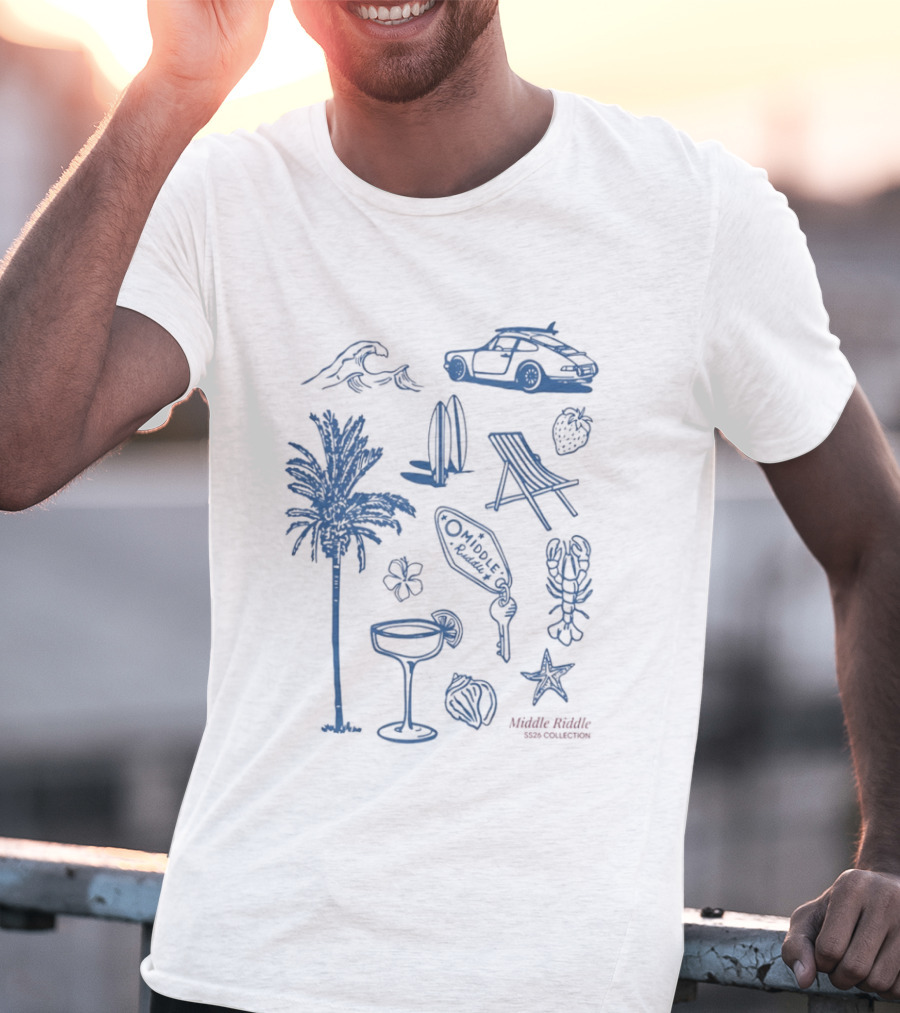 The Coastal Sheer 2026 Summer Collection Palm Waves Surfing Suntanning Chilling Ocean Daze Adventure T-Shirt