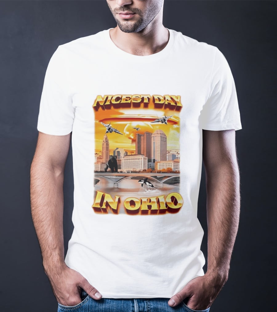 Nicest Day In Ohio Cityscape With Jets And Wildlife T-Shirt