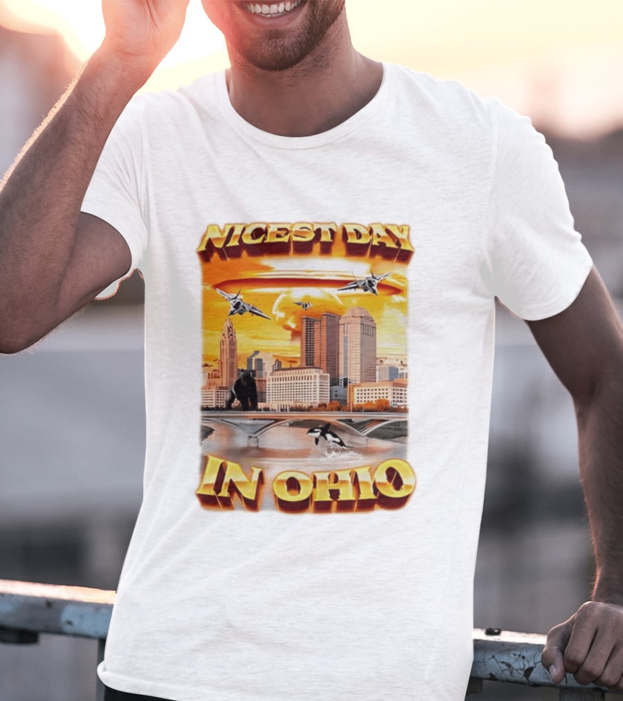 Nicest Day In Ohio Cityscape With Jets And Wildlife T-Shirt