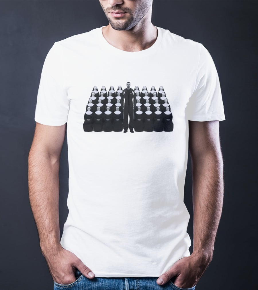 Nike Swoosh Sportswear Tracksuit Modeled By Basketball Star Surrounded By Religious Figures T-Shirt