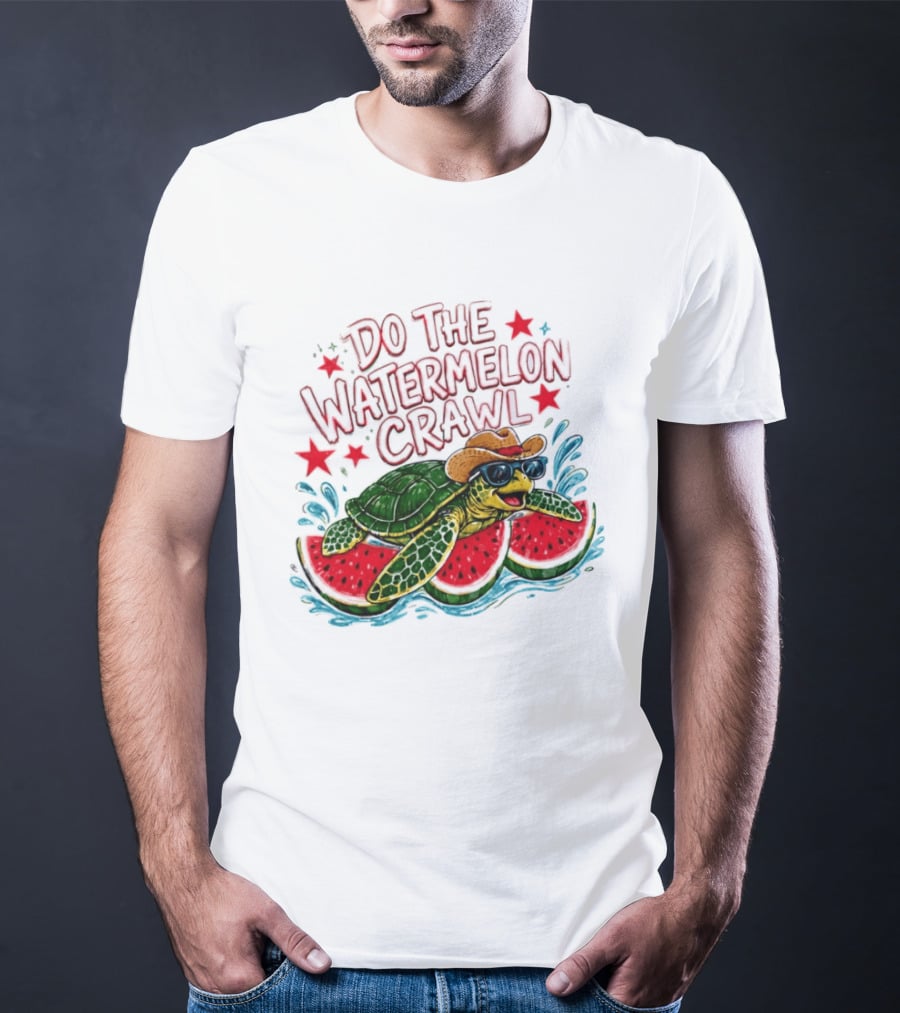 Do The Watermelon Crawl Turtle Cowboy Sunglasses Summer Fun T-Shirt