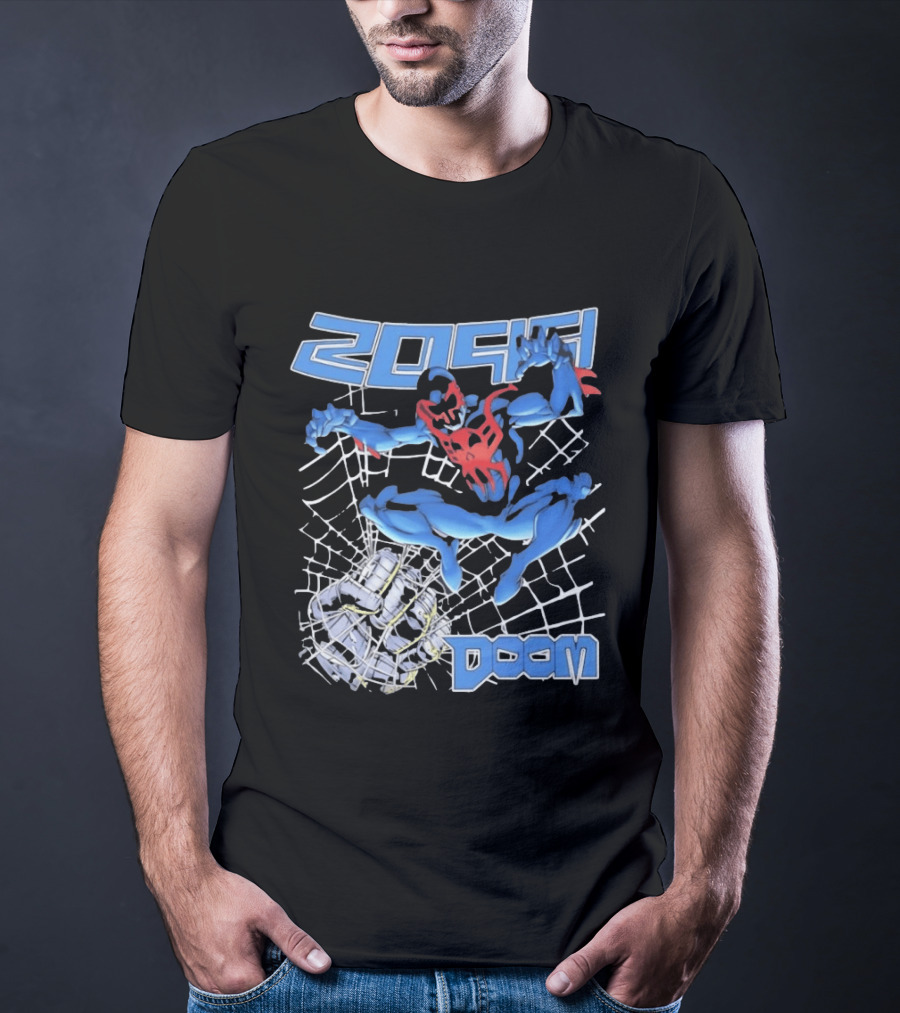 2099 Spider Man Doom Web Punching Action T-Shirt