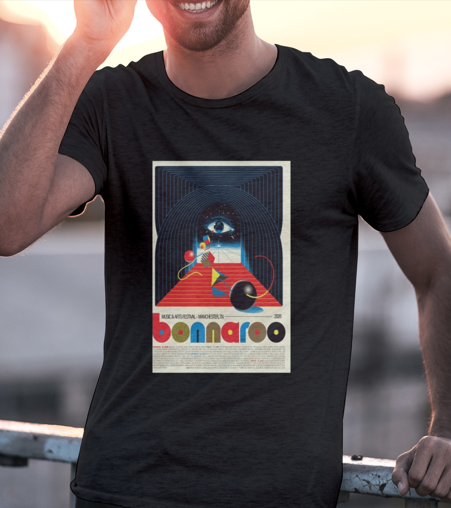 Bonnaroo Music & Arts Festival 2026 Manchester TN June 11 14 Retro Eye T-Shirt