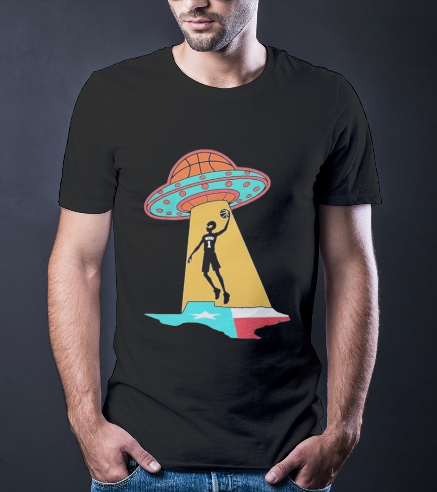 San Antonio Wemby The Alien Spurs Star UFO Basketball Texas T-Shirt