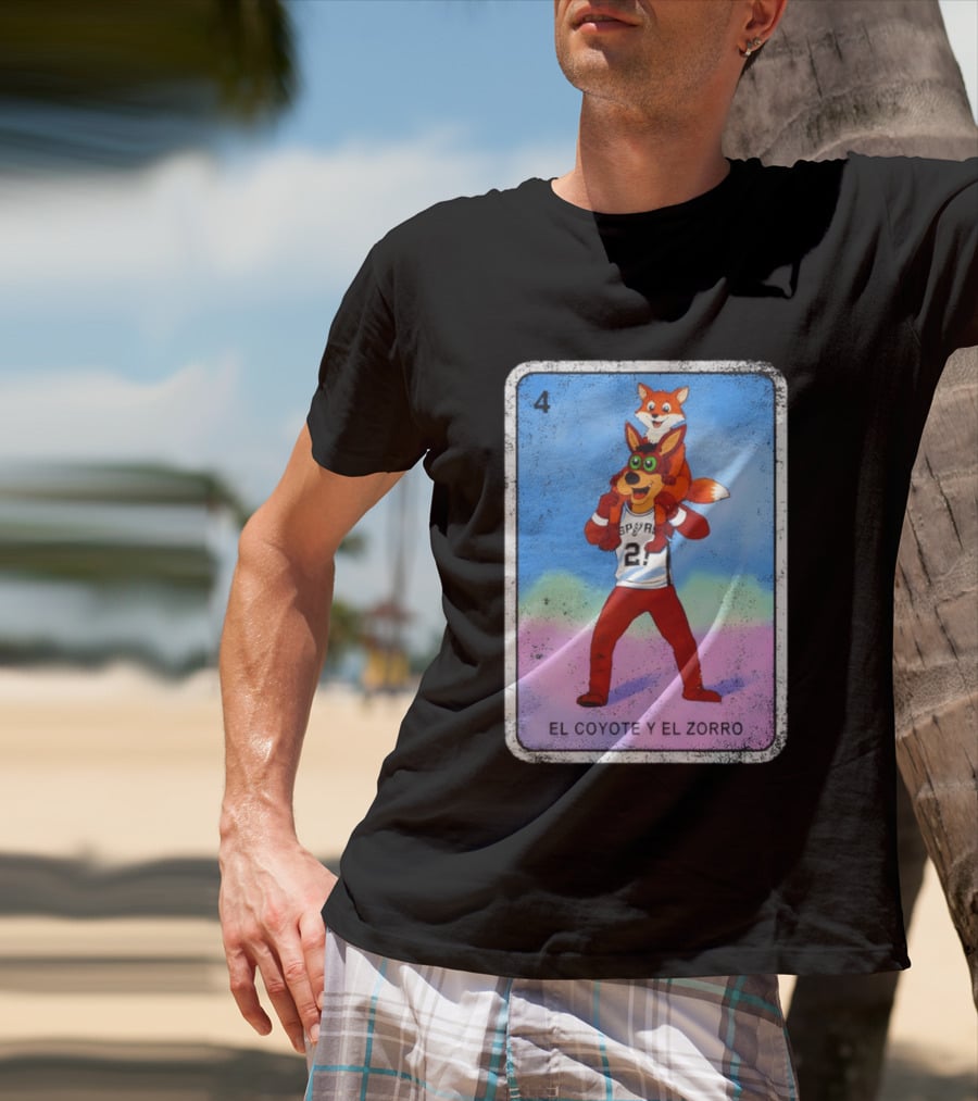 San Antonio Spurs Coyote El Zorro Lotería Card Number 4 T-Shirt