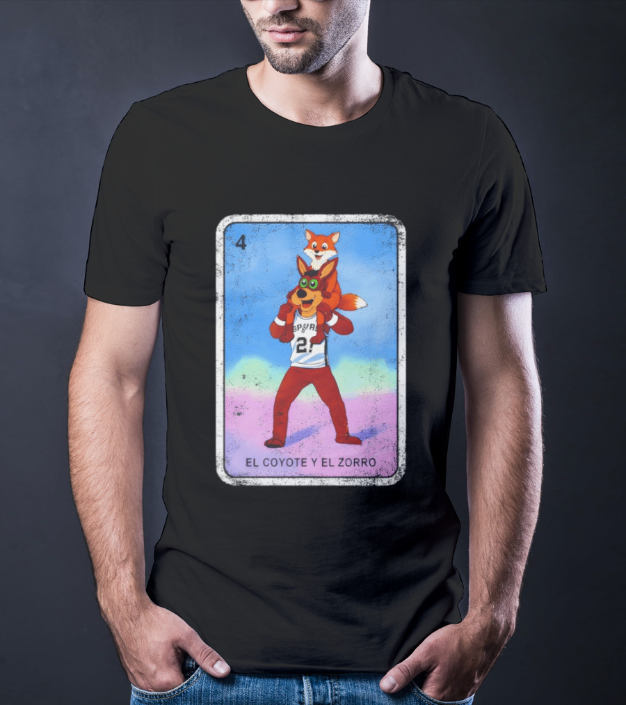 San Antonio Spurs Coyote El Zorro Lotería Card Number 4 T-Shirt