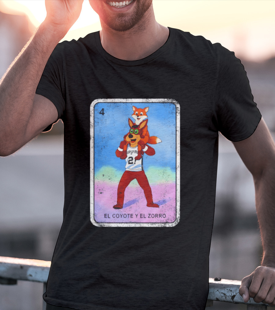 San Antonio Spurs Coyote El Zorro Lotería Card Number 4 T-Shirt
