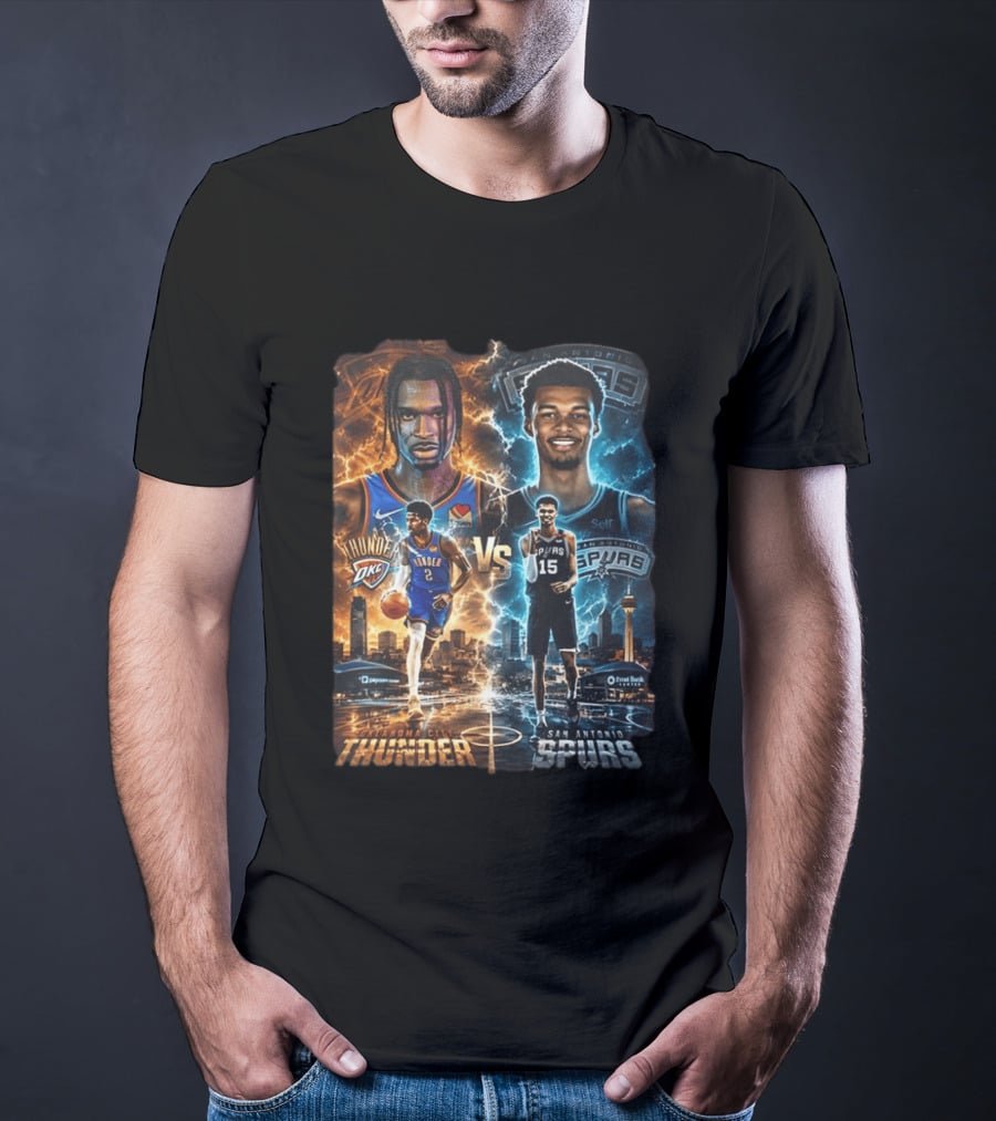 Shai Gilgeous Alexander Oklahoma City Thunder Vs Victor Wembanyama San Antonio Spurs NBA Showdown T-Shirt