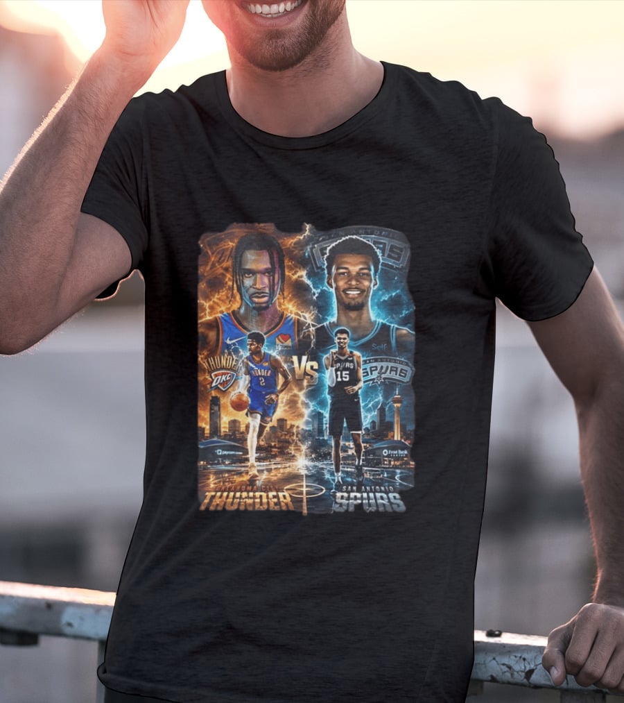 Shai Gilgeous Alexander Oklahoma City Thunder Vs Victor Wembanyama San Antonio Spurs NBA Showdown T-Shirt
