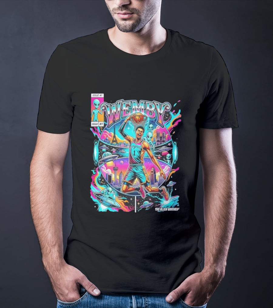 Wemby The Alien Arrives San Antonio Spurs Basketball Issue #1 T-Shirt