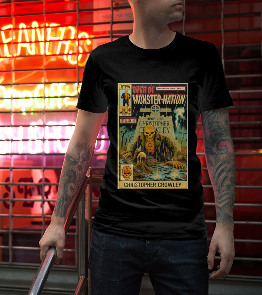 Resurrection Web Of Monster Nation Christopher Crowley Comic Part 4 Skeleton Tombstone T-Shirt