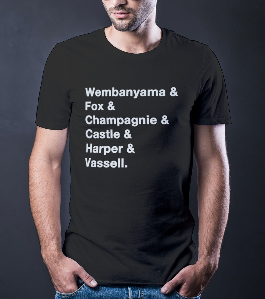 Wembanyama Fox Champagnie Castle Harper Vassell San Antonio Spurs Basketball NBA 2026 T-Shirt