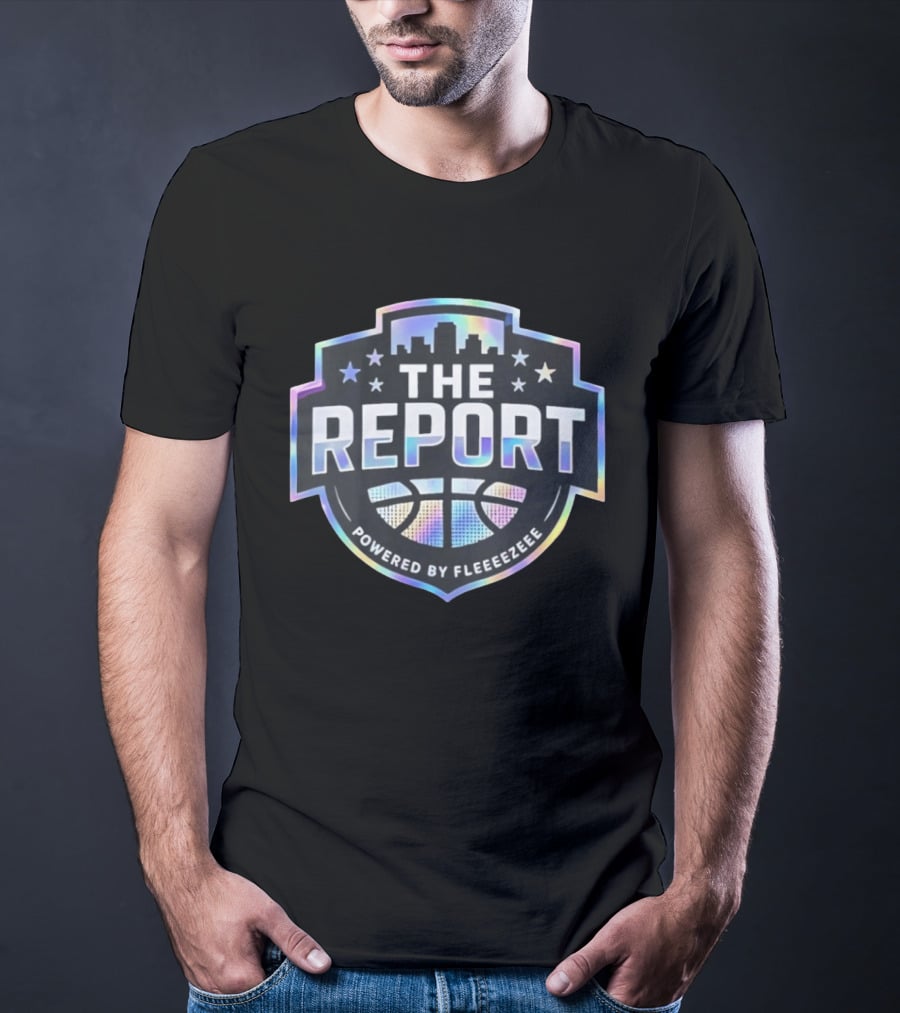 THE REPORT Powered By Fleeeeezeee Basketball Urban Stars Holographic Cityscape T-Shirt