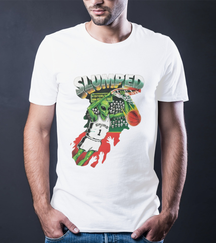 Slumped Alien Basketball Dunk Spurs Number 1 Visitors San Antonio 100 T-Shirt
