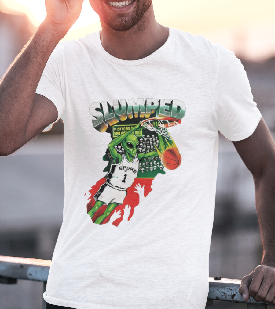 Slumped Alien Basketball Dunk Spurs Number 1 Visitors San Antonio 100 T-Shirt