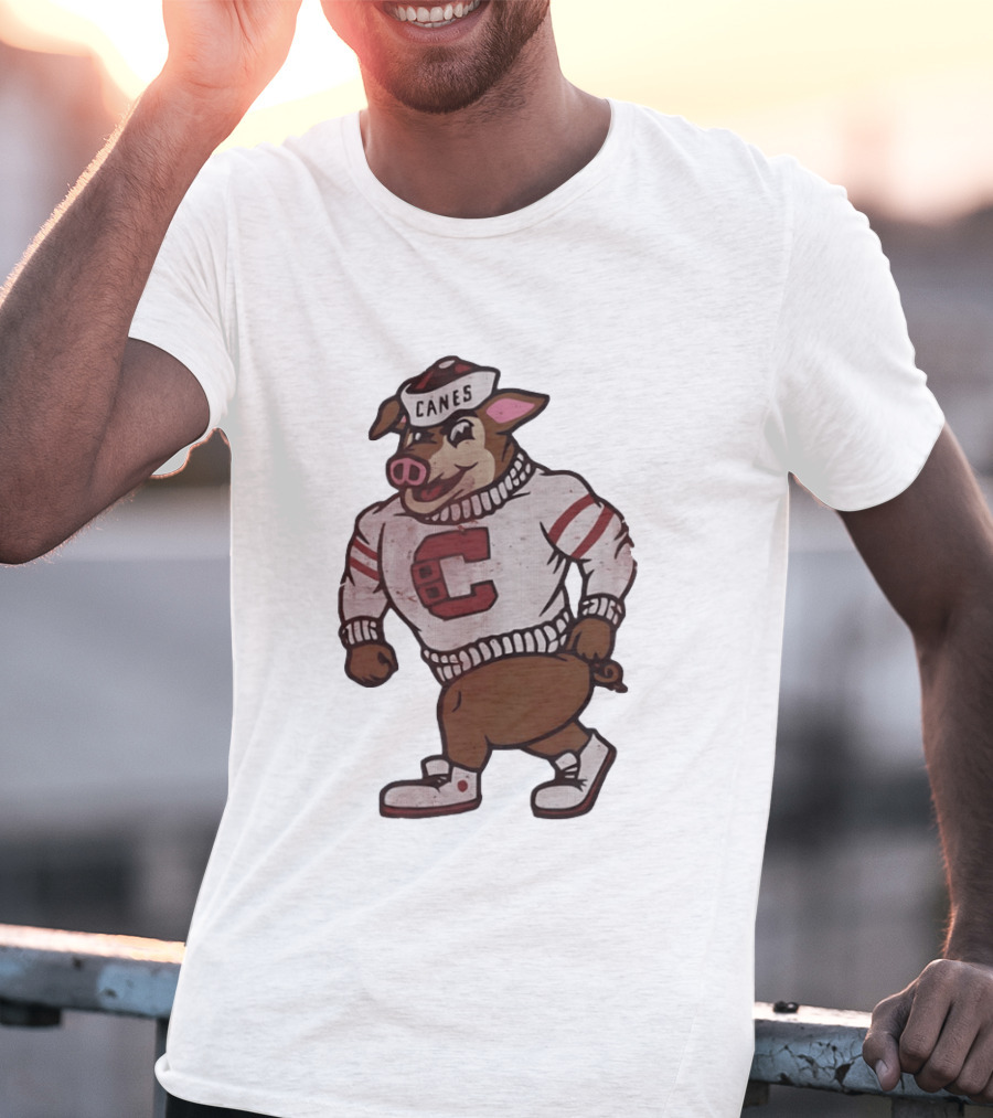 Carolina Hurricanes Canes Pig Hockey Cartoon Character Sweater T-Shirt
