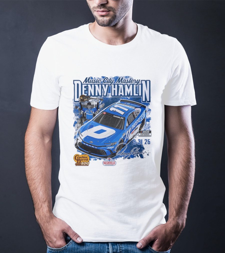Music City Mastery Denny Hamlin Cracker Barrel 400 Nashville Superspeedway 2026 NASCAR Cup Series T-Shirt