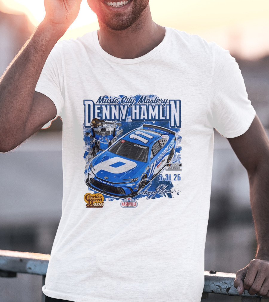 Music City Mastery Denny Hamlin Cracker Barrel 400 Nashville Superspeedway 2026 NASCAR Cup Series T-Shirt