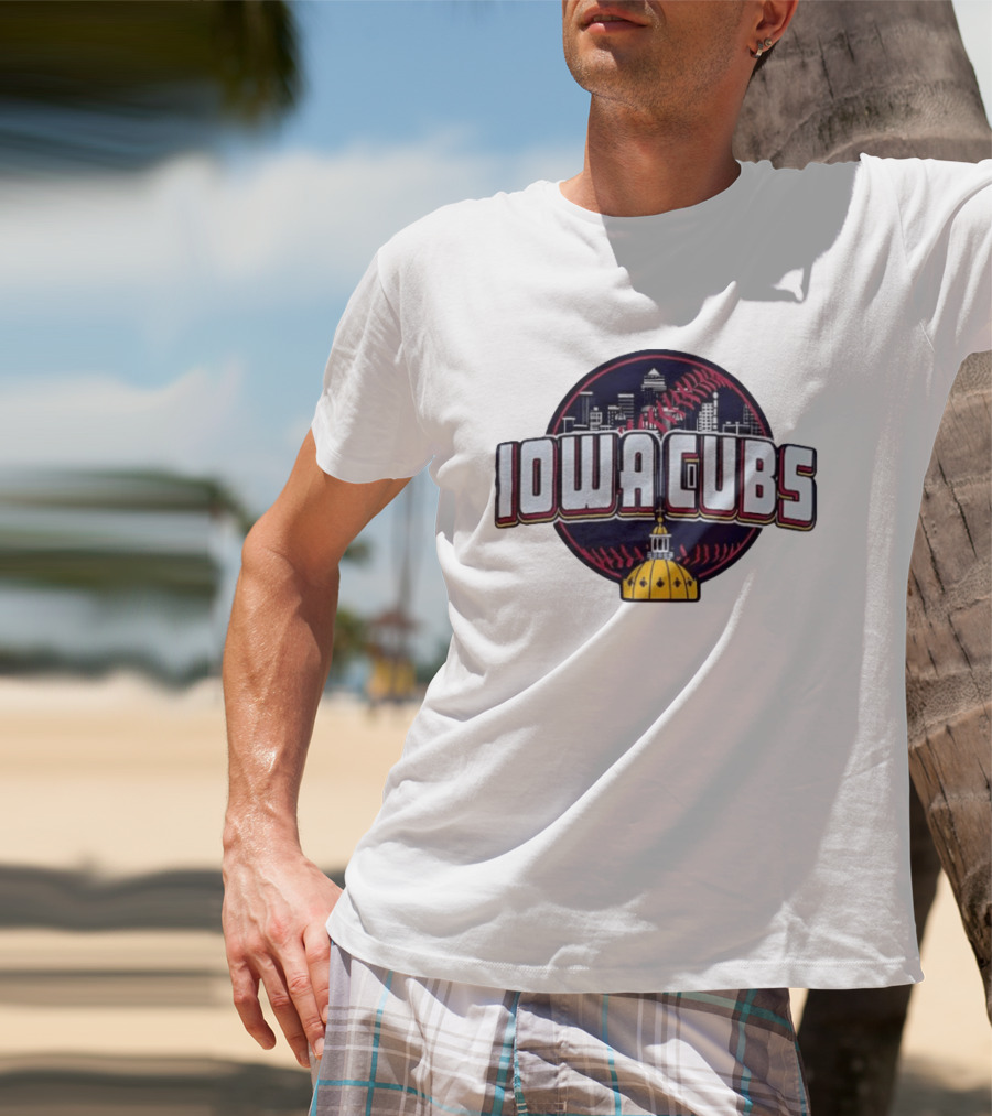 Iowa Cubs Des Moines Skyline Baseball Iowa State Capitol T-Shirt