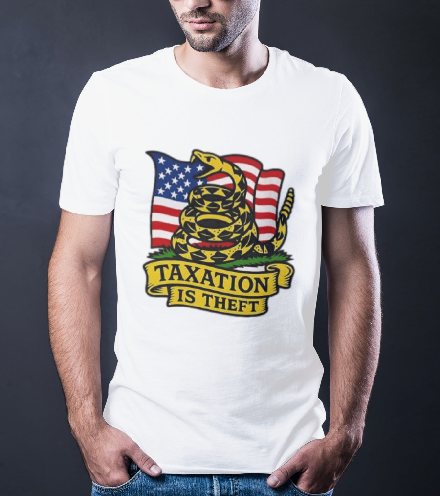 Taxation Is Theft Gadsden Flag American Flag Snake T-Shirt