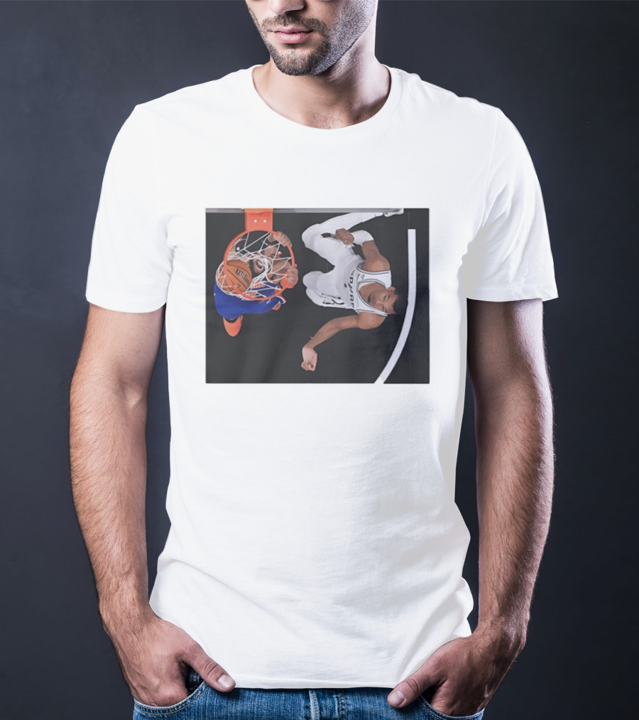 Jalen Brunson New York Knicks Victor Wembanyama San Antonio Spurs NBA Basketball Action T-Shirt