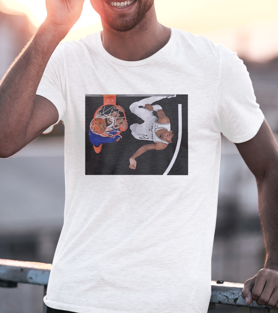 Jalen Brunson New York Knicks Victor Wembanyama San Antonio Spurs NBA Basketball Action T-Shirt