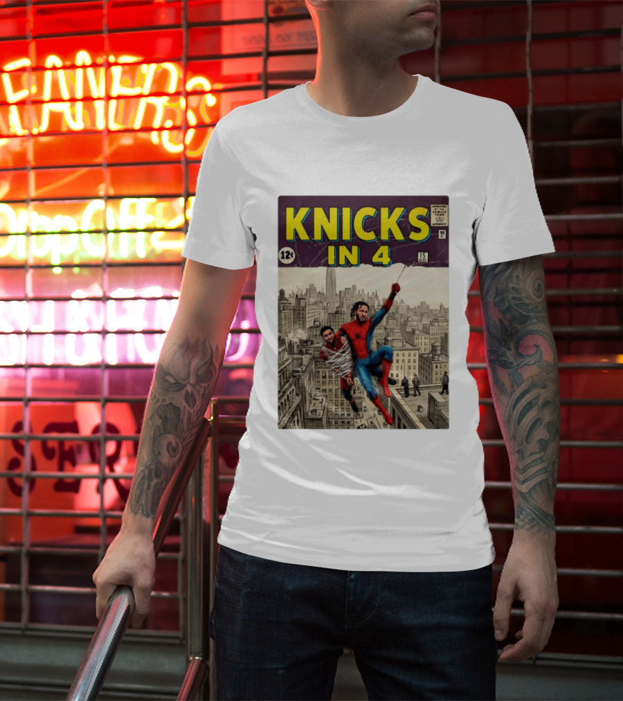 Knicks In 4 Jalen Brunson Vs Donovan Mitchell Comic Crossover New York Cleveland Showdown T-Shirt