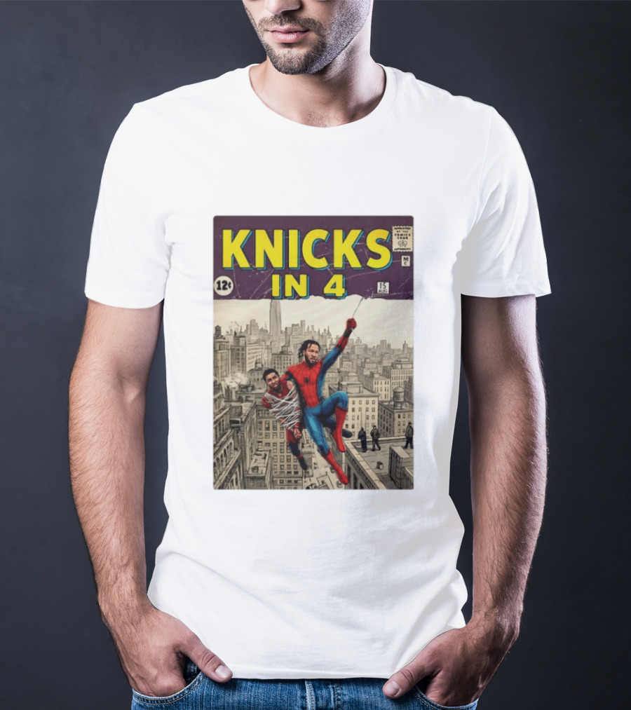 Knicks In 4 Jalen Brunson Vs Donovan Mitchell Comic Crossover New York Cleveland Showdown T-Shirt