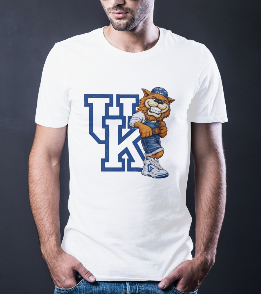 Kentucky Wildcats UK Mascot In Overalls Sneakers Athletics Basketball T-Shirt