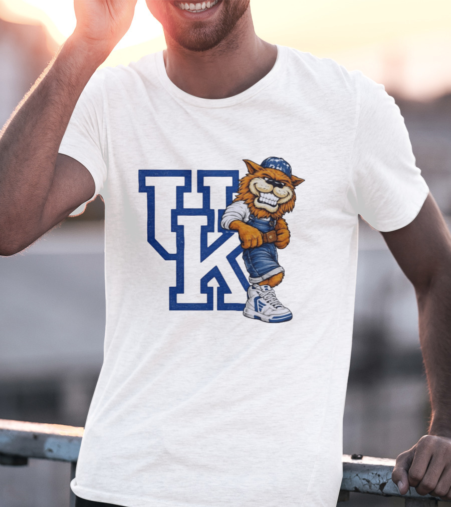 Kentucky Wildcats UK Mascot In Overalls Sneakers Athletics Basketball T-Shirt