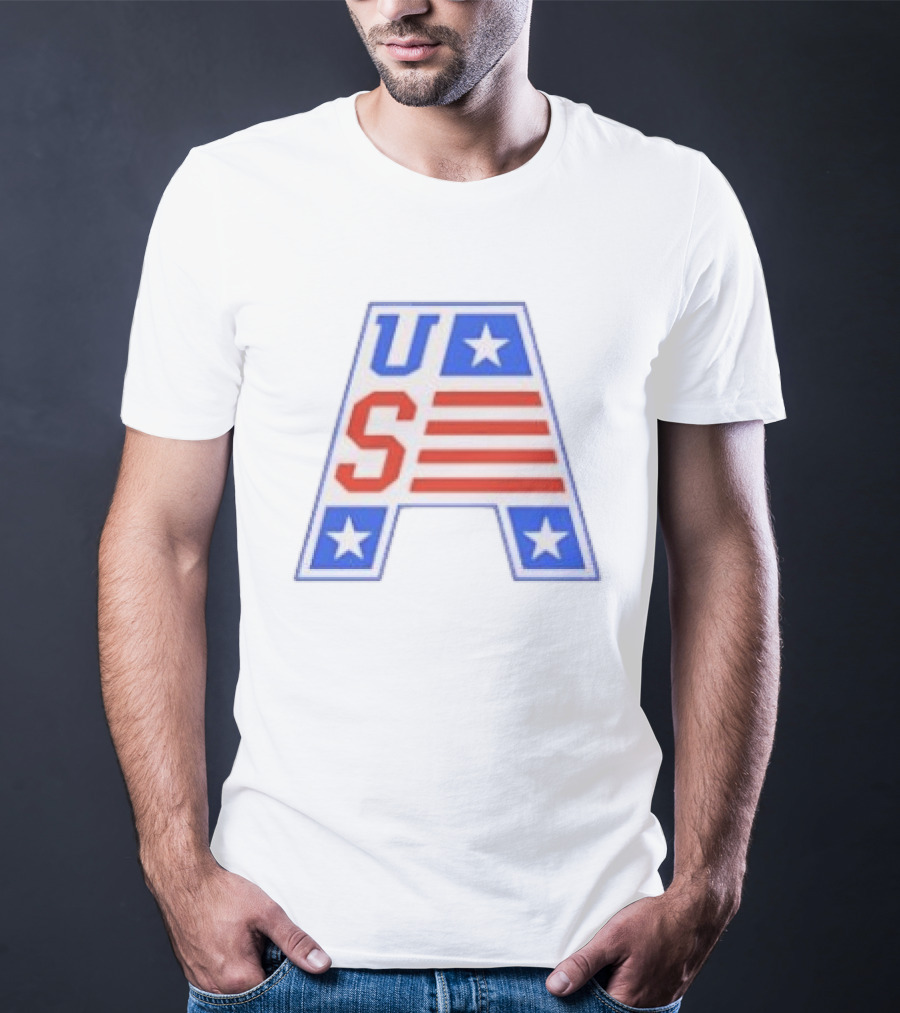 USA Stars Stripes Letter A Patriotic T-Shirt
