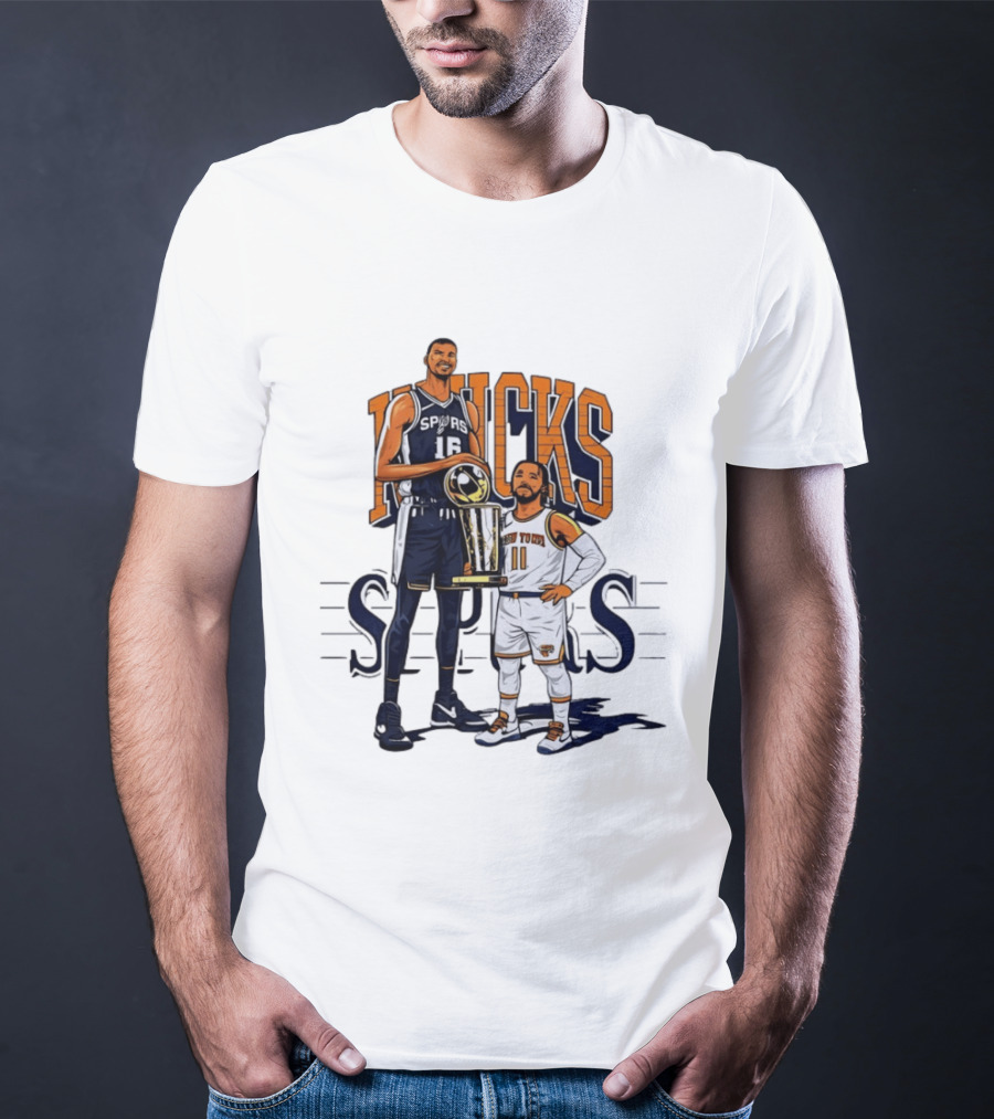 Victor Wembanyama Spurs Versus Jalen Brunson Knicks Trophy Size Gap T-Shirt