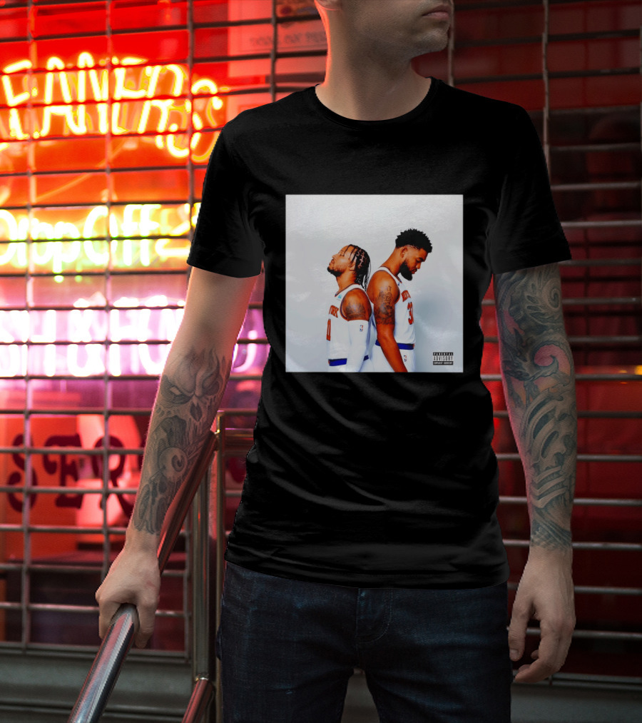Knicks Basketball Players Brunson Towns Parental Advisory Album Cover T-Shirt