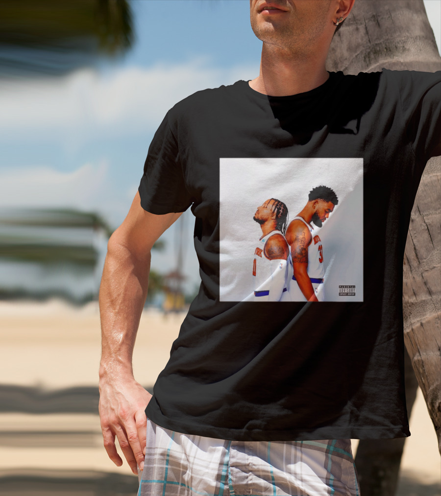 Knicks Basketball Players Brunson Towns Parental Advisory Album Cover T-Shirt