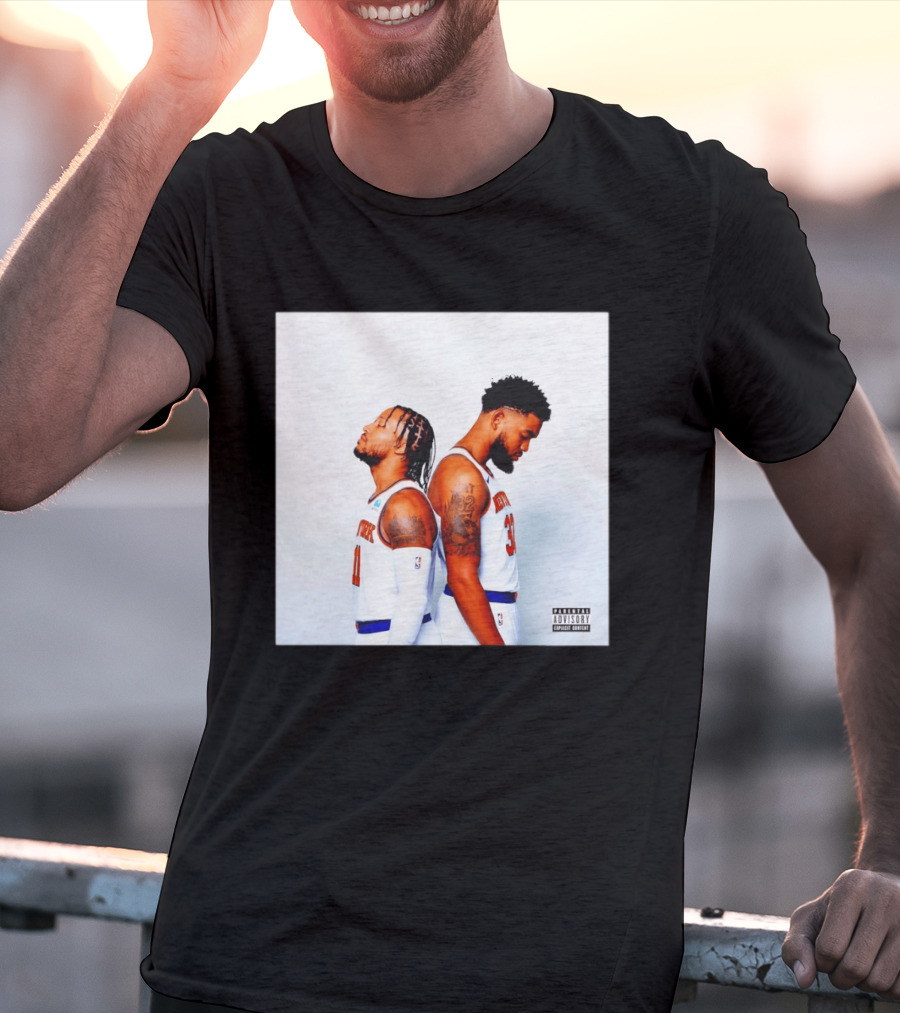 Knicks Basketball Players Brunson Towns Parental Advisory Album Cover T-Shirt