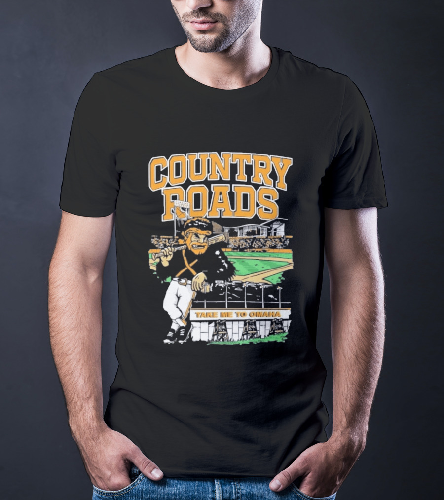 Country Roads Baseball Motif Take Me To Omaha T-Shirt