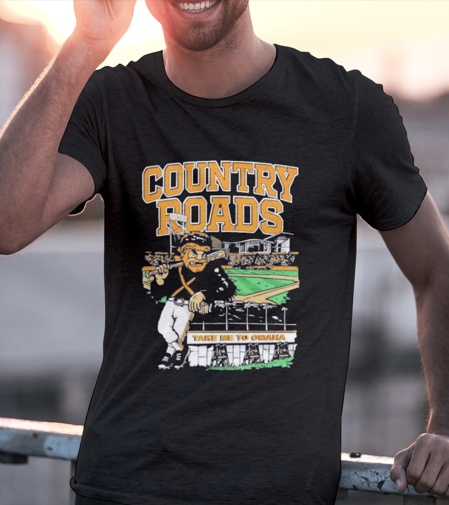Country Roads Baseball Motif Take Me To Omaha T-Shirt
