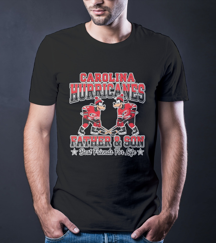 Carolina Hurricanes Father And Son Best Friends For Life Disney Goofy Hockey T-Shirt