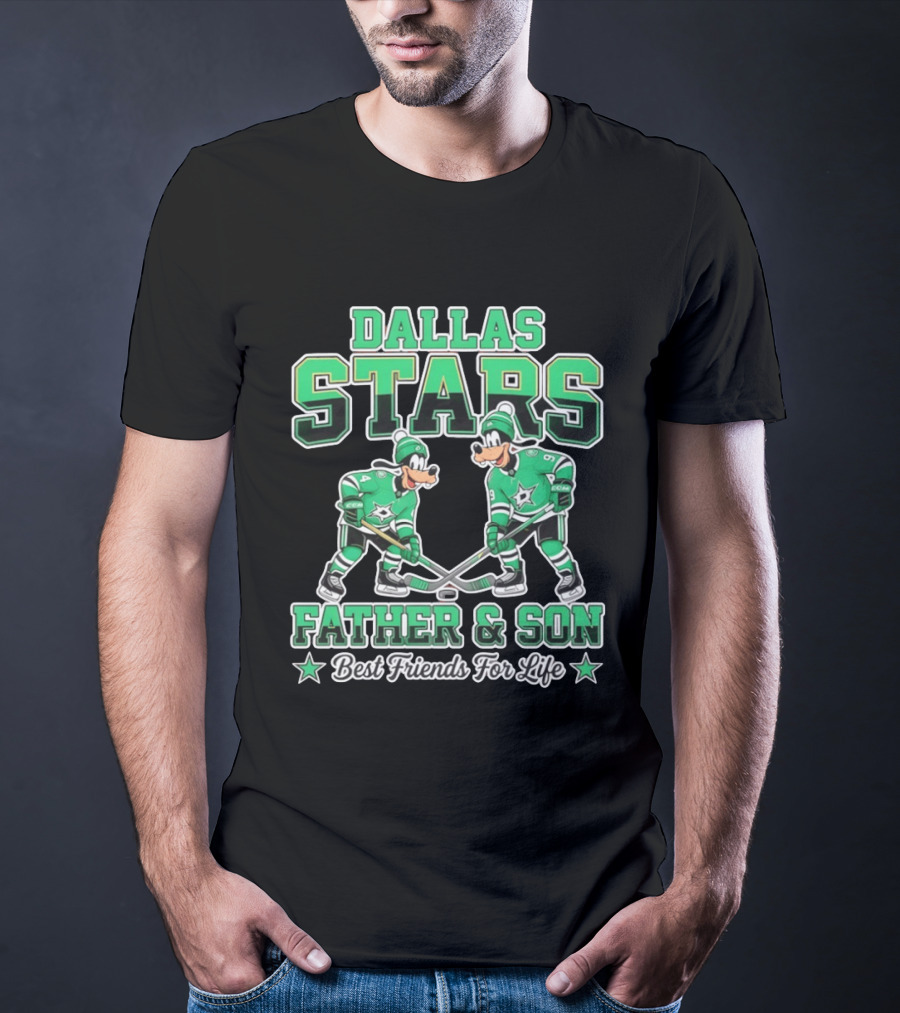Dallas Stars Goofy Father And Son Best Friends For Life NHL Hockey Duo T-Shirt