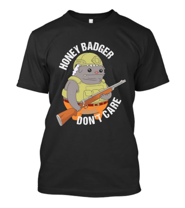 Honey Badger Don't Care Armed Cartoon T-Shirt