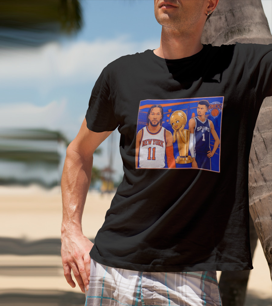 Jalen Brunson New York Knicks Victor Wembanyama San Antonio Spurs Larry O'Brien Trophy T-Shirt