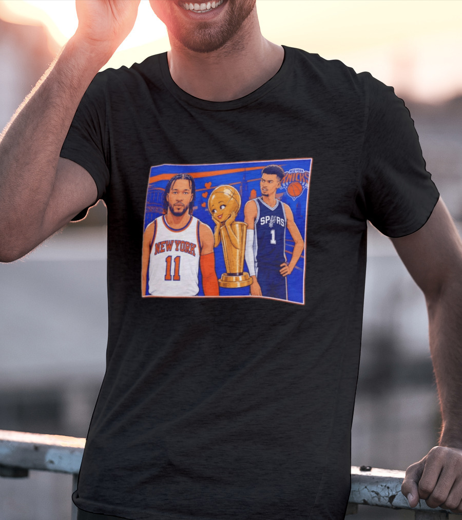 Jalen Brunson New York Knicks Victor Wembanyama San Antonio Spurs Larry O'Brien Trophy T-Shirt