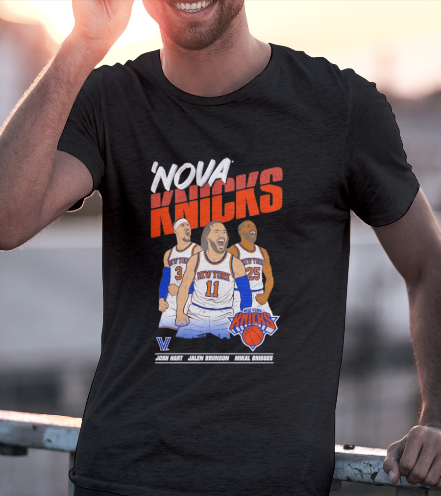 Nova Knicks Josh Hart Jalen Brunson Mikal Bridges New York NBA Basketball T-Shirt