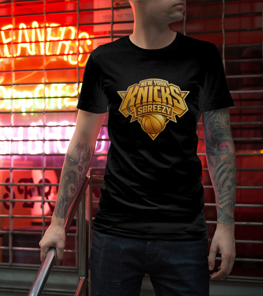 New York Knicks Sbreezy Golden Basketball T-Shirt