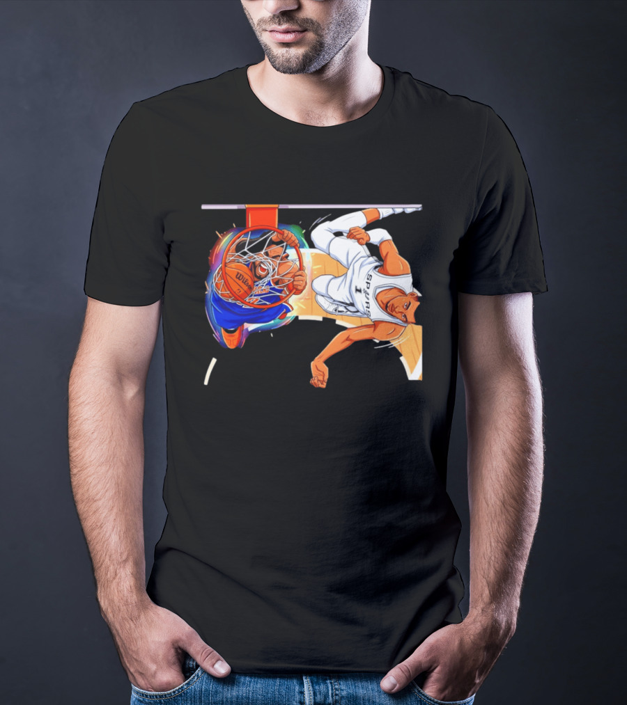 New York Knicks Vs San Antonio Spurs Comic Dunk Battle T-Shirt