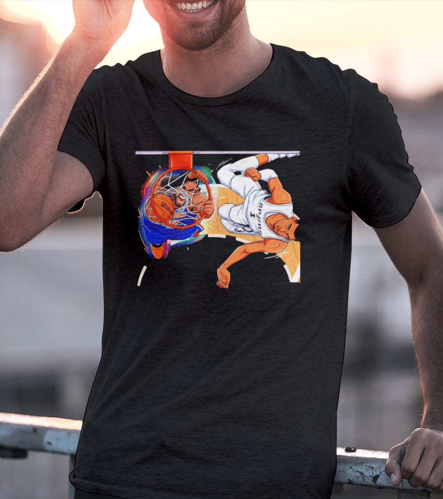 New York Knicks Vs San Antonio Spurs Comic Dunk Battle T-Shirt