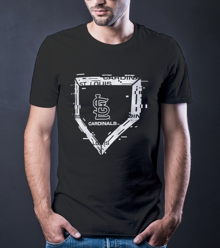 St Louis Cardinals Home Plate Glitch Logo Sports Fan T-Shirt