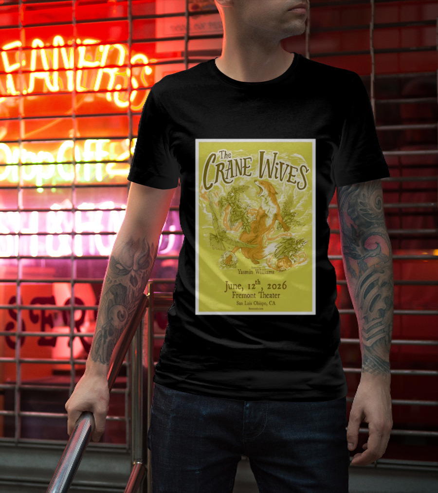 The Crane Wives Yasmin Williams Live June 12 2026 Fremont Theater San Luis Obispo Event T-Shirt