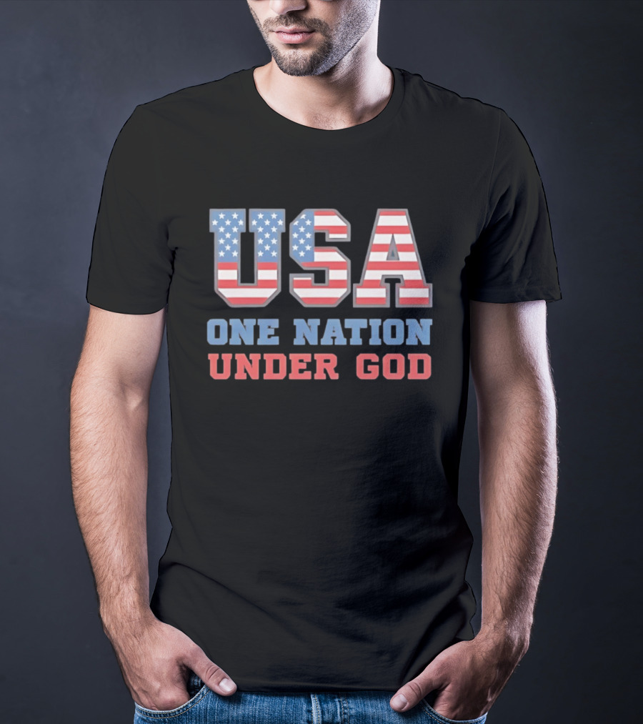USA One Nation Under God American Flag Patriotic Stars And Stripes T-Shirt